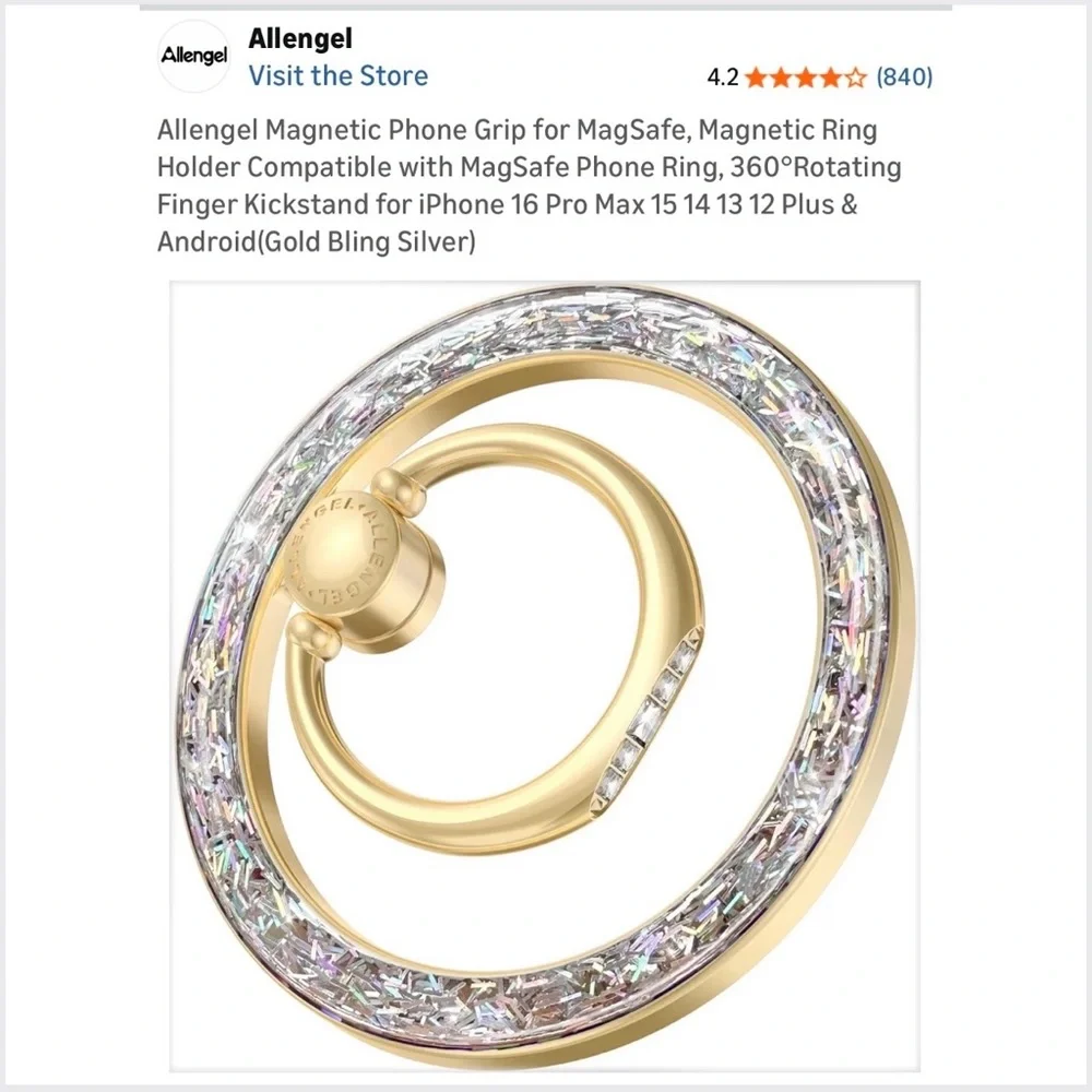3/$15 Bling, Bling! Gold and Silver Magnetic Phone Ring